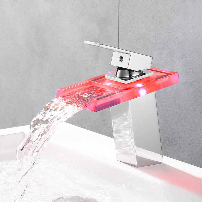 LED Waterfall Bathroom Basin Faucet