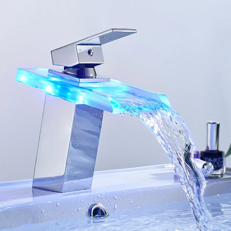 LED Waterfall Bathroom Basin Faucet