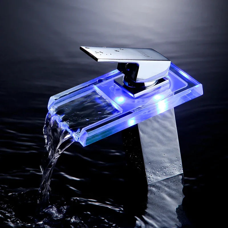 LED Waterfall Bathroom Basin Faucet