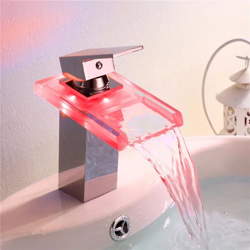 LED Waterfall Bathroom Basin Faucet