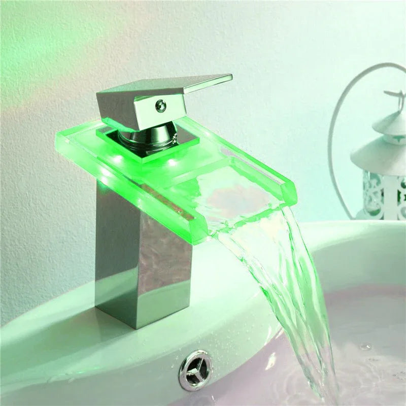 LED Waterfall Bathroom Basin Faucet