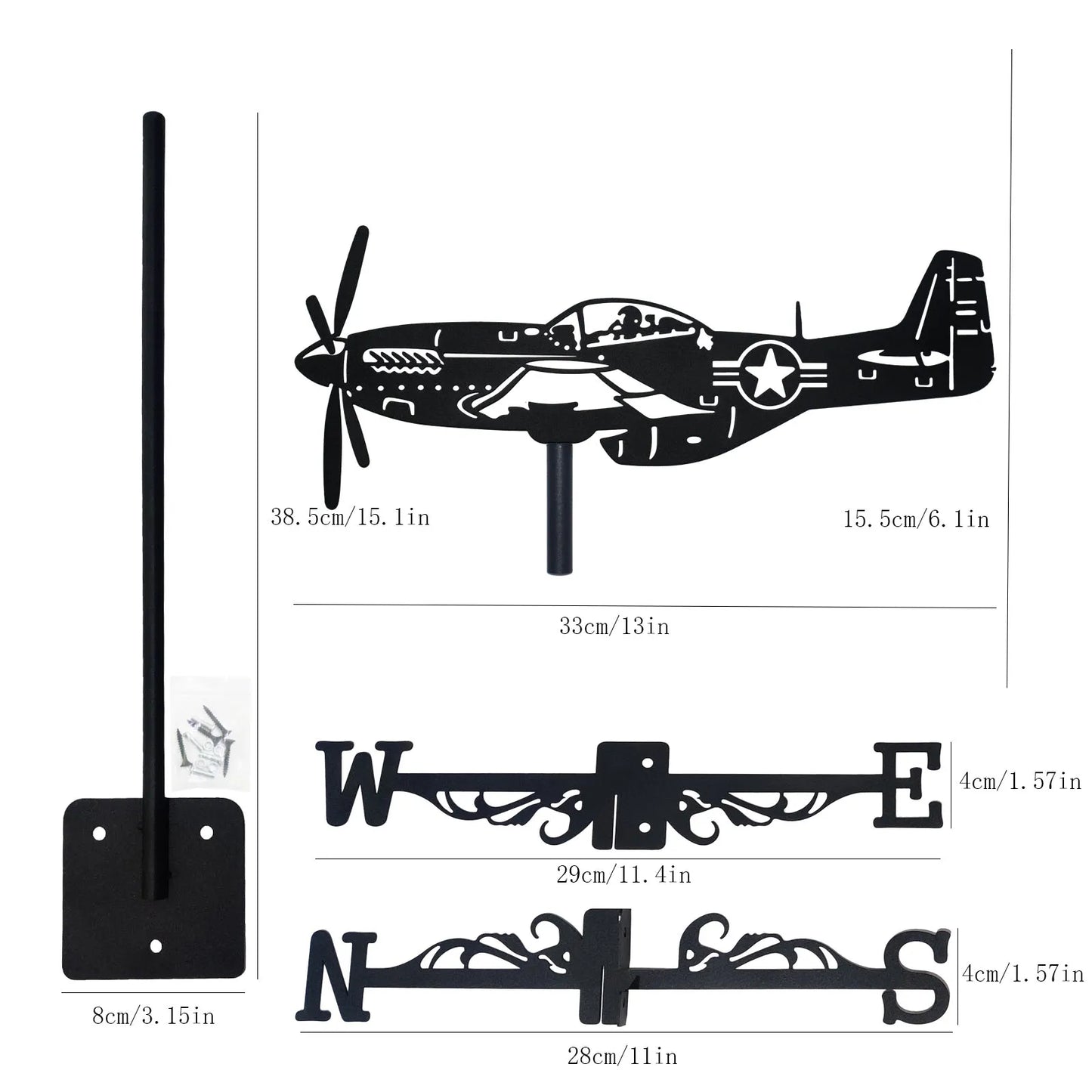 Metal Air Force Pilot Wind Vane Garden Decoration