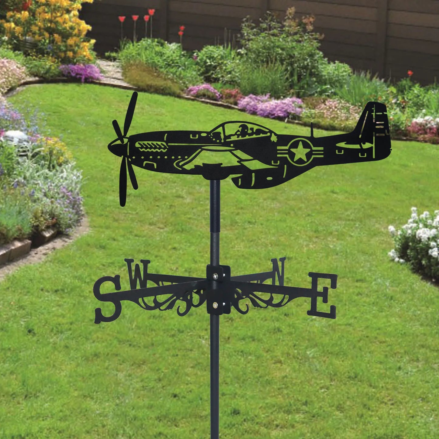 Metal Air Force Pilot Wind Vane Garden Decoration